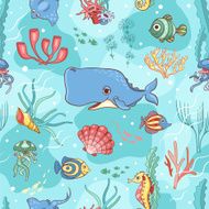 Seamless pattern with cachalot