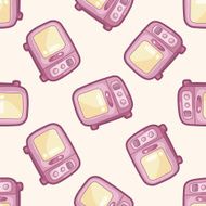 Kitchenware microwave oven cartoon seamless pattern background