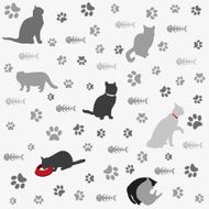 Background with cats paw print and fish bone