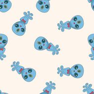 Space alien cartoon seamless pattern background