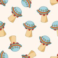 Space ufo cartoon seamless pattern background N2