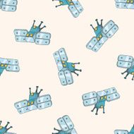 Space Satellite cartoon seamless pattern background
