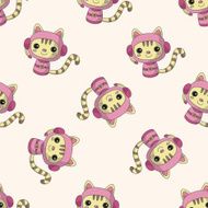 Space cat cartoon seamless pattern background