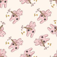animal playing instrument cartoon seamless pattern background