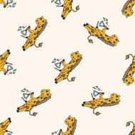 animal playing instrument cartoon seamless pattern background N2