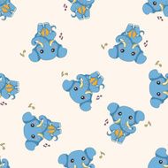 animal playing instrument cartoon seamless pattern background N7