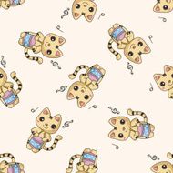 animal playing instrument cartoon seamless pattern background N9