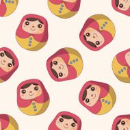 Matryoshka Russian traditional wooden doll cartoon seamless pattern background