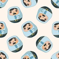 Matryoshka Russian traditional wooden doll cartoon seamless pattern background N3