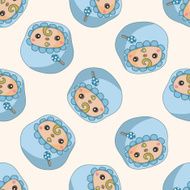Matryoshka Russian traditional wooden doll cartoon seamless pattern background N4