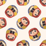 Matryoshka Russian traditional wooden doll cartoon seamless pattern background N8