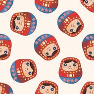 Matryoshka Russian traditional wooden doll cartoon seamless pattern background N11