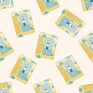 Audiotape cartoon seamless pattern background