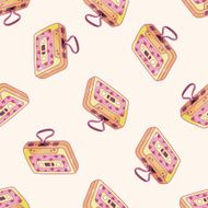 Audiotape cartoon seamless pattern background N2