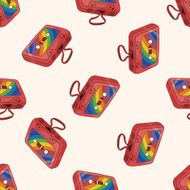 Audiotape cartoon seamless pattern background N4