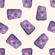 Audiotape cartoon seamless pattern background N6