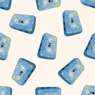 Audiotape cartoon seamless pattern background N7