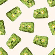 Audiotape cartoon seamless pattern background N8