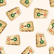 Audiotape cartoon seamless pattern background N9