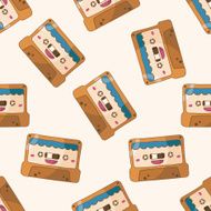 Audiotape cartoon seamless pattern background N10