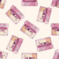 Audiotape cartoon seamless pattern background N12