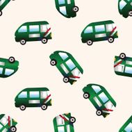 transportation theme Post Office car cartoon seamless pattern background