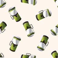 camping water bottle cartoon seamless pattern background N2