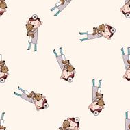Veterinarian cartoon seamless pattern background N4