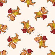 dragon cartoon seamless pattern background N14