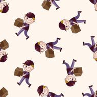 deliveryman cartoon seamless pattern background N16