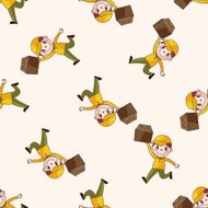 deliveryman cartoon seamless pattern background N17