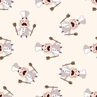 chef cartoon seamless pattern background N15