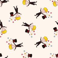 magician cartoon seamless pattern background N11