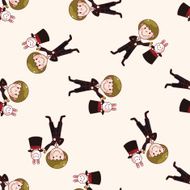 magician cartoon seamless pattern background N12