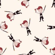 magician cartoon seamless pattern background N14