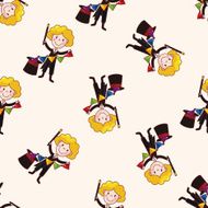 magician cartoon seamless pattern background N18