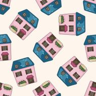 Building cartoon seamless pattern background N5