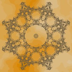 Mandala in outlines over old paper Henna coloured vintage design
