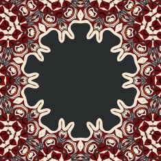 Abstract vector circle floral ornamental border frame