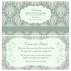 Baroque wedding invitation green and beige