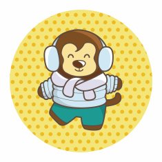 animal monkey winter cartoon theme elements N5