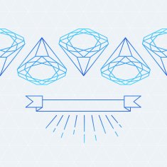 Vector seamless pattern Line diamond stone and ribbon Jewelry illustration