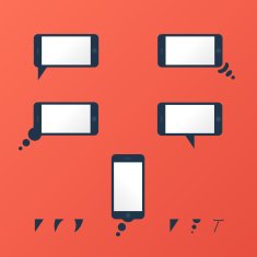Gadget Vector smartphone empty speech bubbles red