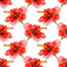 Seamless watercolor hibiscus pattern