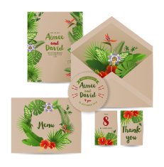Tropical wedding invitation cards