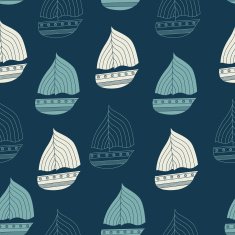 Seamless pattern with sailboats