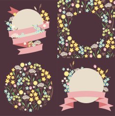 Set of meadow flowers compositions