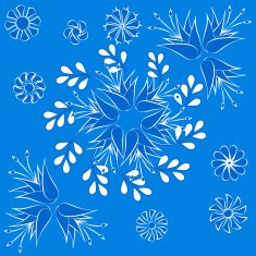 pattern of flowers in blue and white colors seamless