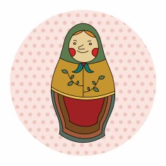 Matryoshka Russian traditional wooden doll vector pattern ele N25