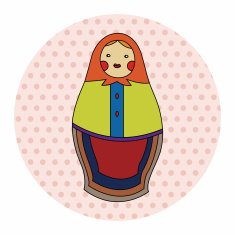 Matryoshka Russian traditional wooden doll vector pattern ele N29